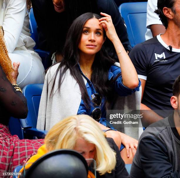 Meghan, Duchess of Sussex watches Serena Williams at the 2019 US Open Women's final on September 07, 2019 in New York City.