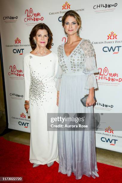 Queen Silvia of Sweden and Princess Madeleine, Duchess of Halsingland and Gastrikland attend the World Childhood Foundation Gala at The Plaza on...