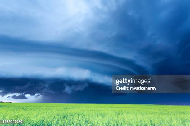 super cell prairie storm saskatchewan canada - severe weather alert stock pictures, royalty-free photos & images