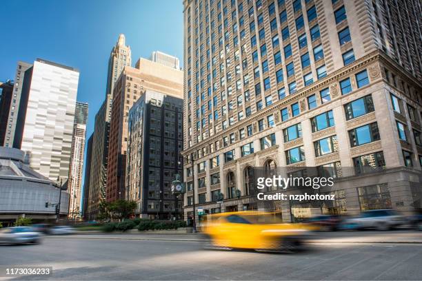 downtown skyscrapers with yellow cab / city concept (click for more) - click below stock pictures, royalty-free photos & images