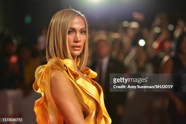 Jennifer Lopez attends the "Hustlers" premiere during the 2019 Toronto International Film Festival at Roy Thomson Hall on September 07, 2019 in...