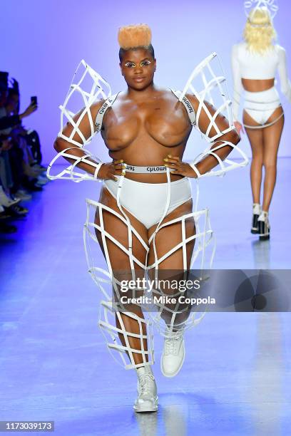 Model Ericka Hart walks the runway for Chromat Spring/Summer 2020 during New York Fashion Week: The Shows at Gallery I at Spring Studios on September...