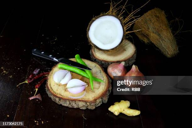 onions and coconut - チャツネ ストックフォトと画像