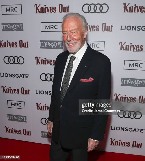 Christopher Plummer attends the post-screening event for "Knives Out" hosted by Audi Canada, Lionsgate, Mongrel Media and MRC at Patria on September...