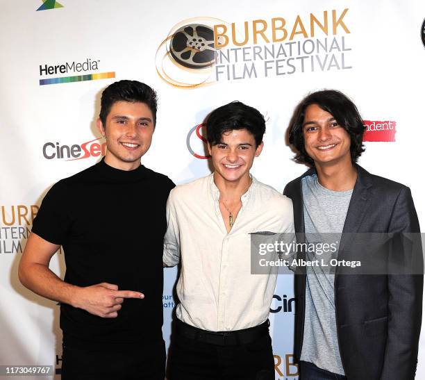 Mateus Ward, Tyler DiChiara and Rio Mangini attend the Premiere Of "Relish" At The Burbank International Film Festival held at AMC Burbank 16 on...