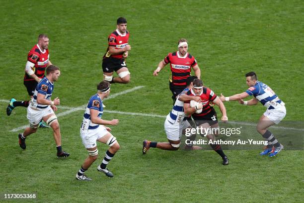 Luke Whitelock of Canterbury makes a run during the Round 5 Mitre 10 Cup match between Auckland and Canterbury at Eden Park on September 08, 2019 in...