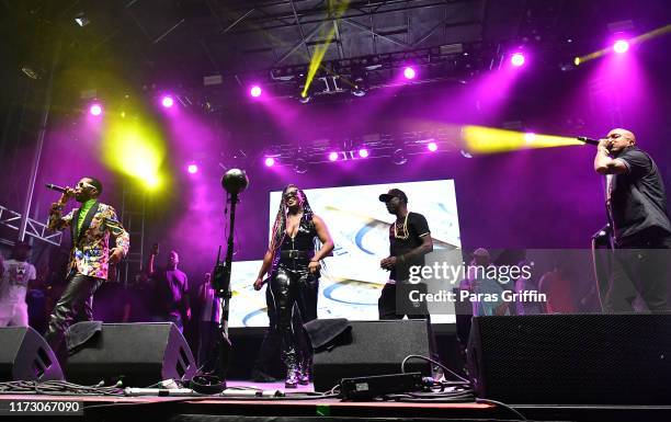 Juicy J, Gangsta Boo, Crunchy Black and DJ Paul of Three 6 Mafia perform onstage during 10th Annual ONE Musicfest at Centennial Olympic Park on...