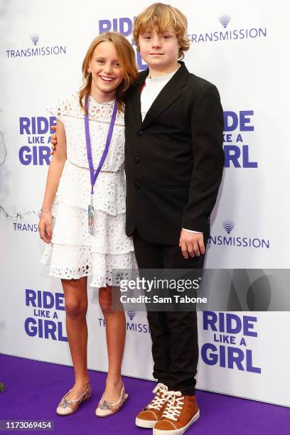 Summer North and Griffen Morrison attends the world premiere of RIDE LIKE A GIRL at Village Jam Factory on September 08, 2019 in Melbourne, Australia.