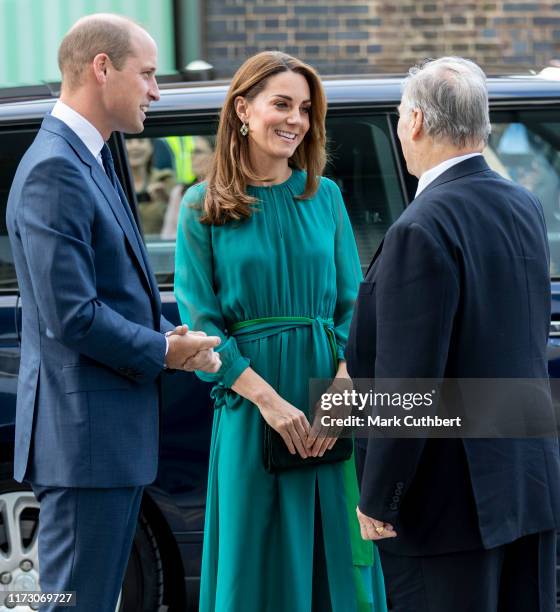Prince William, Duke of Cambridge and Catherine, Duchess of Cambridge meet HH The Aga Khan at the Aga Khan Centre on October 2, 2019 in London,...