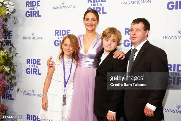 Summer North, Michelle Payne, Gryffin Morrison and Stevie Payne attends the world premiere of RIDE LIKE A GIRL at Village Jam Factory on September...