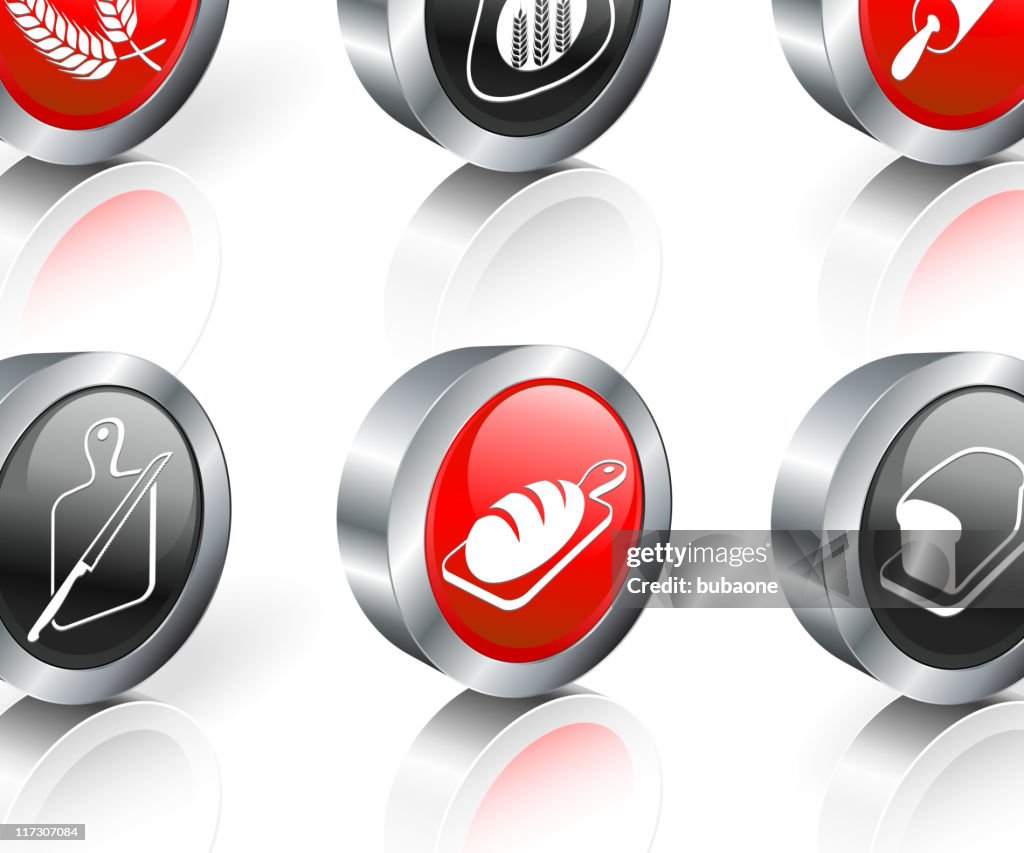 Bread making 3D royalty free vector icon set