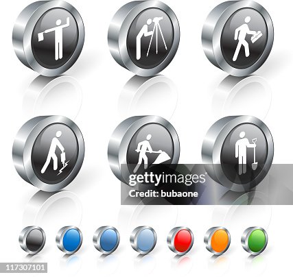 Construction workers 3D royalty free vector icon set Construction workers 3D royalty free vector icon set