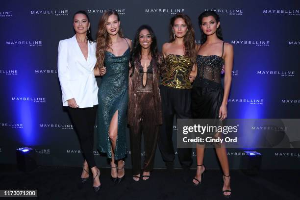 Adriana Lima, Josephine Skriver, Trisha Ayyagari, Emily DiDonato and Livia Rangel attend the Maybelline New York Fashion Week party on September 07,...