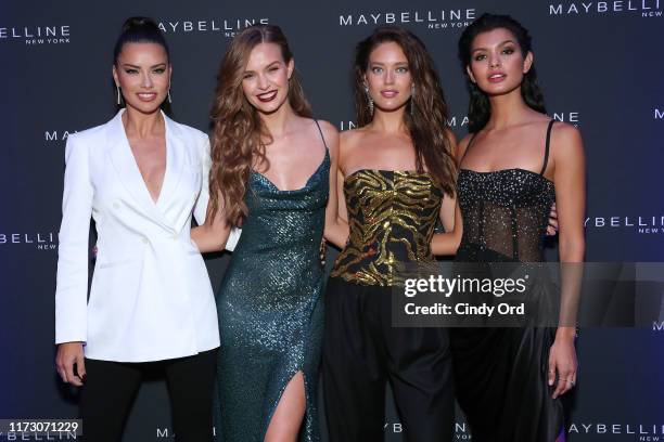 Adriana Lima, Josephine Skriver, Emily DiDonato and Livia Rangel attend the Maybelline New York Fashion Week party on September 07, 2019 in New York...