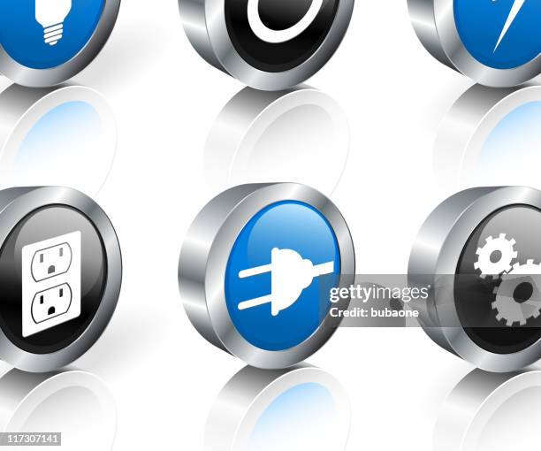 electricity and power generation 3d royalty free vector icon set - powerpoint template stock illustrations