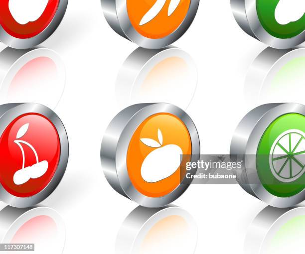 fruit 3d royalty free vector icon set - golden delicious apple stock illustrations