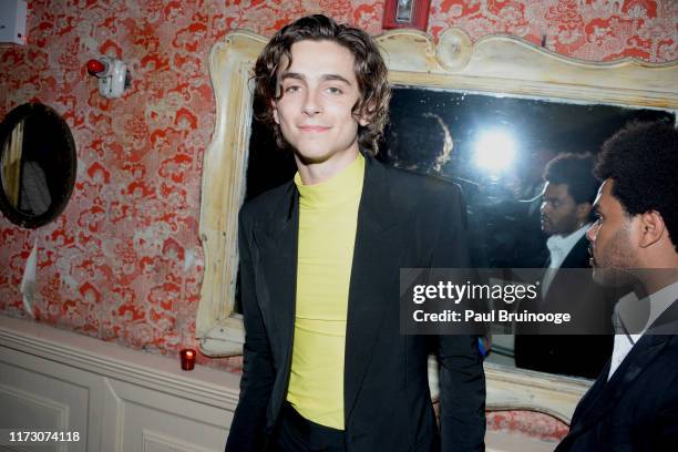 Timothee Chalamet and The Weeknd attend Netflix Hosts The After Party For The Premiere Of "The King" at The Box on October 1, 2019 in New York City.