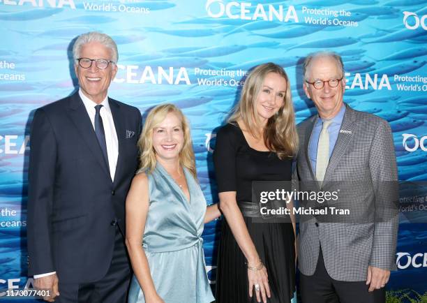 Ted Danson, Angela Kinsey, Alexandra Cousteau and Oceana CEO Andy Sharpless attend the 2019 SeaChange Summer Party Benefitting Oceana held on...
