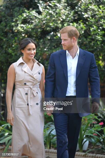 Prince Harry, Duke of Sussex and Meghan, Duchess of Sussex arrive at the Creative Industries and Business Reception at the British High Commissioners...