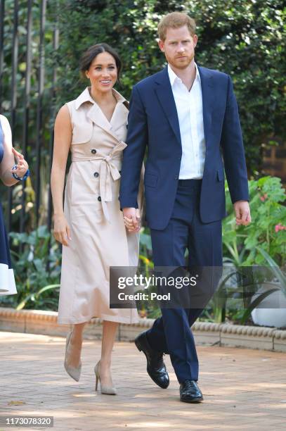 Prince Harry, Duke of Sussex and Meghan, Duchess of Sussex arrive at the Creative Industries and Business Reception at the British High Commissioners...