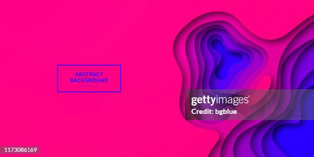 illustrations, cliparts, dessins animés et icônes de fond de coupe de papier - formes abstraites pourpres d'onde - conception 3d à la mode - paper cut