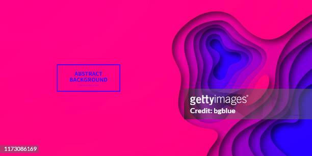 paper cut background - purple abstract wave shapes - trendy 3d design - magenta stock illustrations