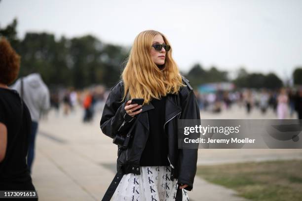 Lisa Banholzer wearing Calvin Klein complete look on September 07, 2019 in Berlin, Germany.