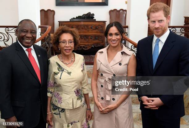 Prince Harry, Duke of Sussex and Meghan, Duchess of Sussex meet with South African President Cyril Ramaphosa and his wife Tshepo Motsepe at the...