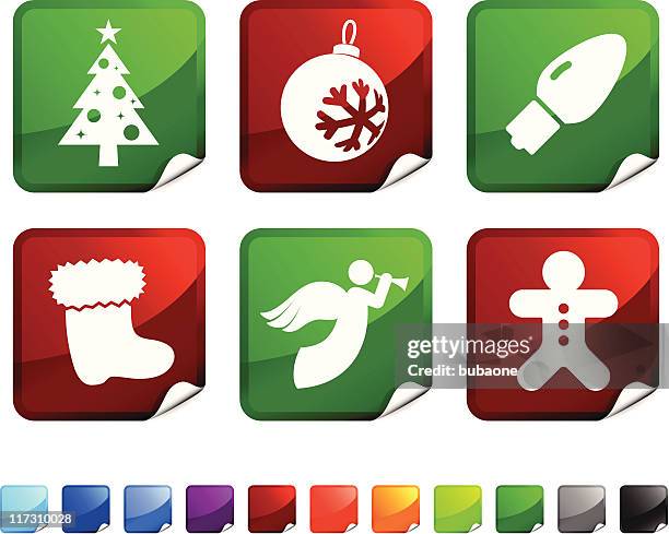 merry christmas royalty free vector icon set - gingerbread man white background stock illustrations