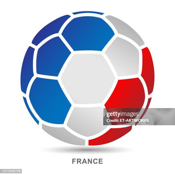 ilustraciones, imágenes clip art, dibujos animados e iconos de stock de pelota de fútbol vectorial con bandera nacional francesa sobre fondos blancos - american football sport