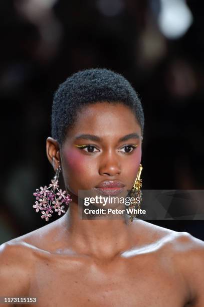Model walks the runway for Tadashi Shoji Spring/Summer 2020 during New York Fashion Week: The Shows at Gallery I at Spring Studios on September 05,...