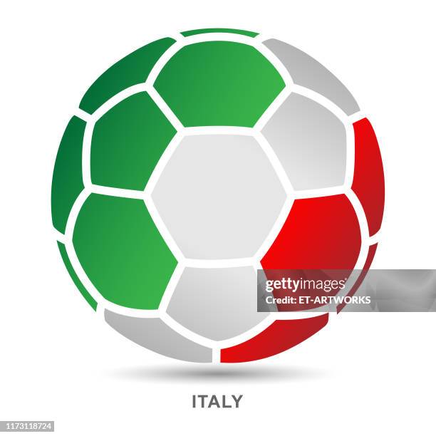 soccer ball with italian national flag on white backgrounds - sports league logo stock illustrations