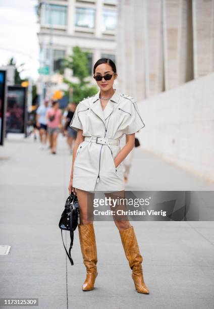 Chriselle Lim is seen outside Longchamp during New York Fashion Week September 2019 on September 07, 2019 in New York City.