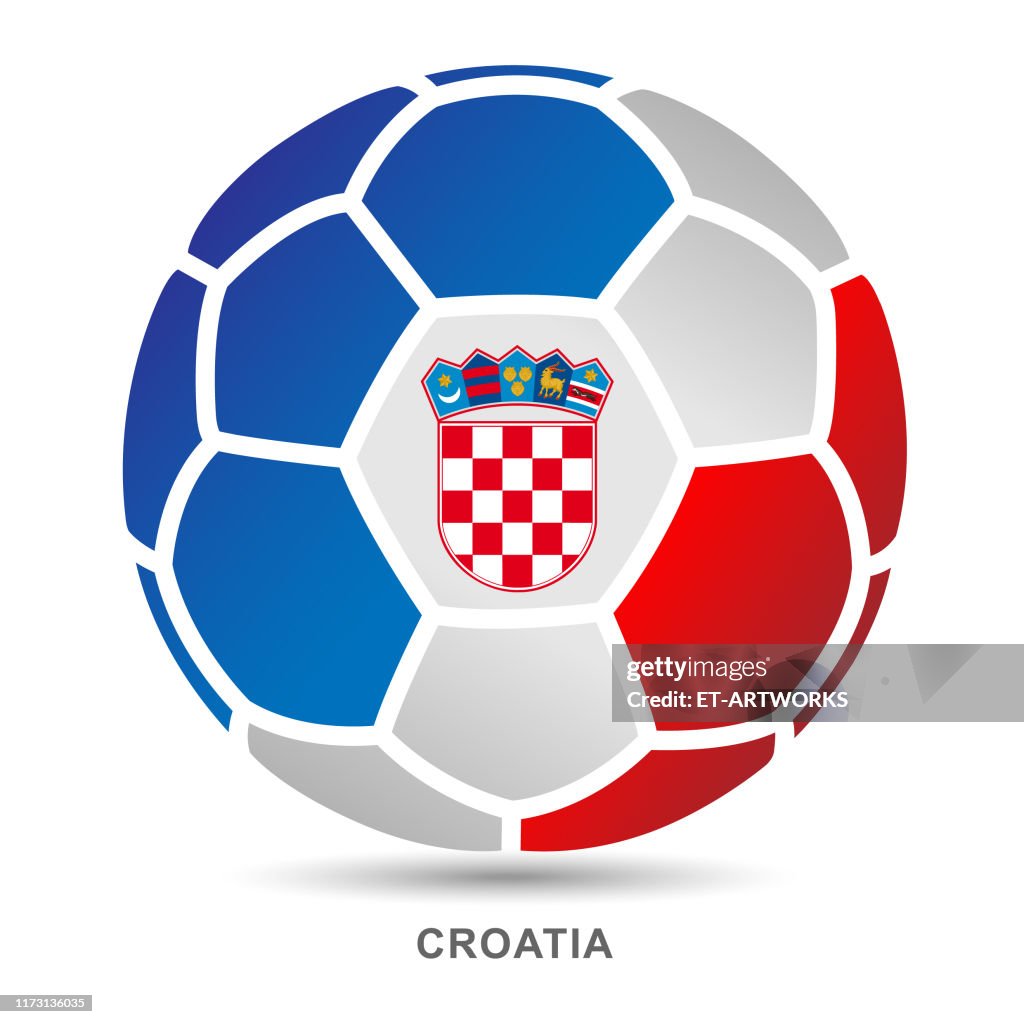 Vector Soccer Ball met Kroatische nationale vlag op witte achtergronden