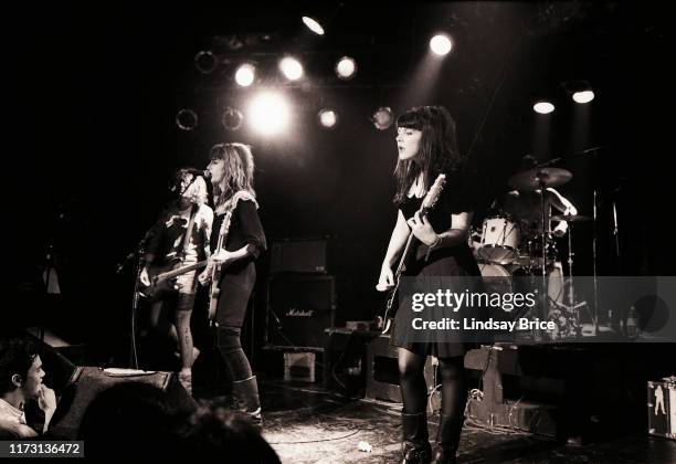Kim Shattuck, Melanie Vammen, and Criss Crass perform in The Muffs at the Whisky on the Sunset Strip on October 27, 1992 in Los Angeles. (Photo by...