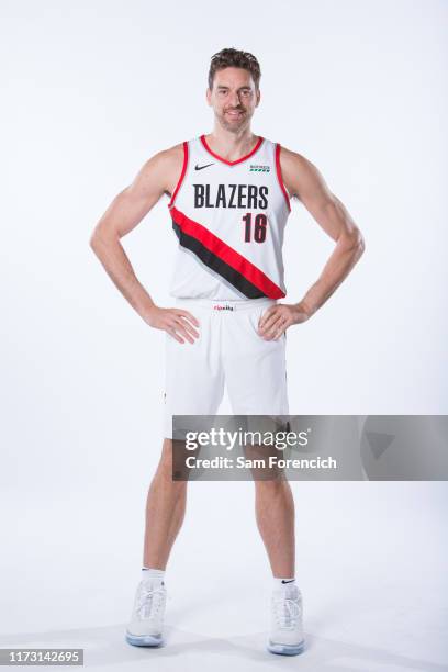 Pau Gasol of the Portland Trail Blazers poses for a portrait during Media Day September 30, 2019 at the Veterans Memorial Coliseum Portland, Oregon....