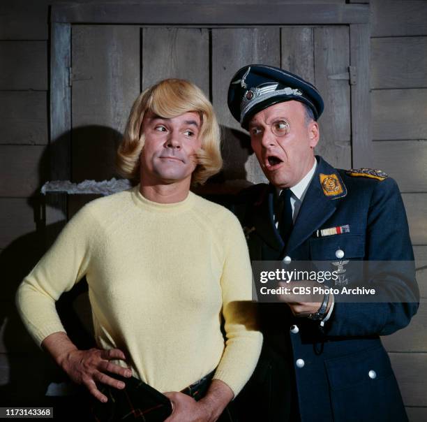 Bob Crane and Werner Klemperer star in Hogan's Heroes, a CBS television WWII prisoner of war camp situation comedy. Initial broadcast September 17,...