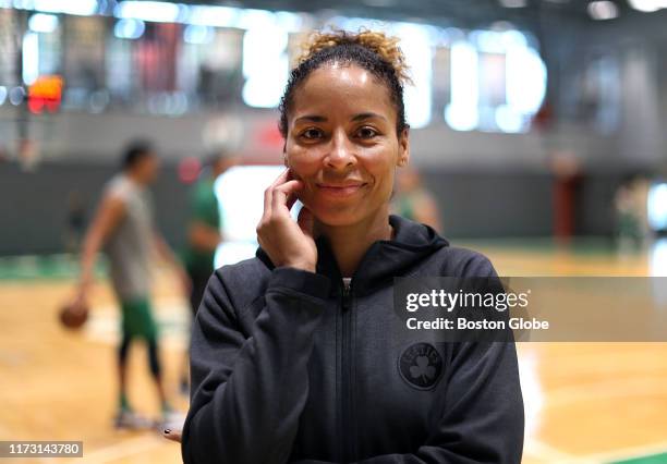 Allison Feaster, new director of player development, poses for a portrait at Boston Celtics training camp at the Auerbach Center in the Brighton...