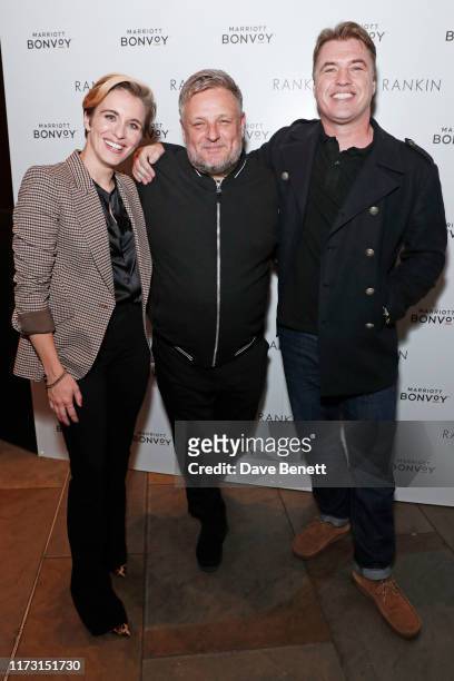 Vicky McClure, Rankin and Jonny Owen attend the launch of "Loyalty & Love", an exhibition of photographs by Rankin shot in Marriott Bonvoy Hotels...