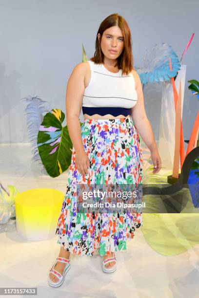 Model poses for a Tanya Taylor presentation during New York Fashion Week: The Shows at Gallery II at Spring Studios on September 08, 2019 in New York...