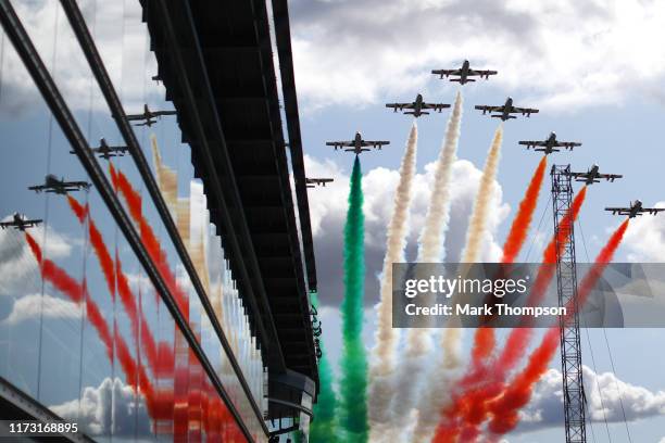 An aeronautical display is seen before the F1 Grand Prix of Italy at Autodromo di Monza on September 08, 2019 in Monza, Italy.