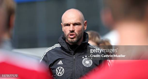 Heiko Westermann runs a training session with junior coaches during an DFB Junior Coach Event at the HSV Campus on September 06, 2019 in Hamburg,...