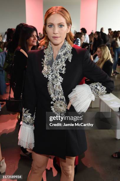 Brittany Snow attends the Raisavanessa front row during New York Fashion Week: The Shows at Gallery I at Spring Studios on September 08, 2019 in New...