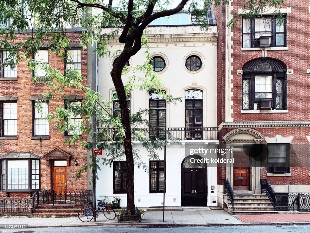 Brownstone buildings in midtown Manhattan