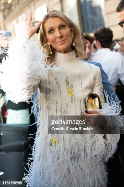 Singer Celine Dion wears a Valentino dress on July 03, 2019 in Paris, France.