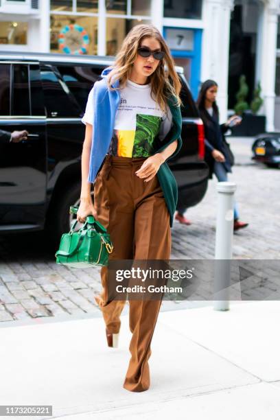 Gigi Hadid is seen in the East Village on September 08, 2019 in New York City.