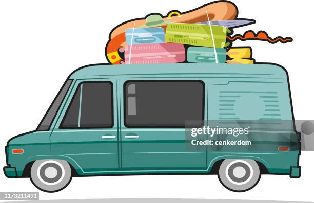 vintage wohnwagen - rapid transit bus cartoon stock-grafiken, -clipart, -cartoons und -symbole