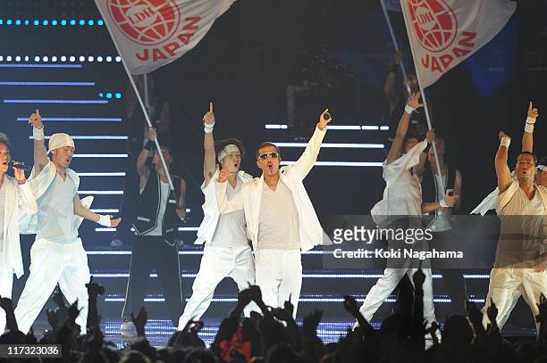 Exile perform during the MTV Video Music Aid Japan at Makuhari Messe on June 25, 2011 in Chiba, Japan.
