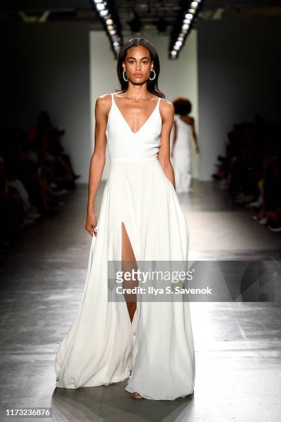 Model walks the runway for Made With Love for Fashion Palette Australian Womenswear runway during New York Fashion Week at Pier 59 on September 08,...