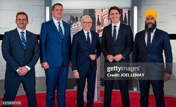 Leader of the Bloc quebecois Yves-François Blanchet, Leader of the Conservative Party of Canada Andrew Scheer, Canadian journalist Pierre Bruneau,...